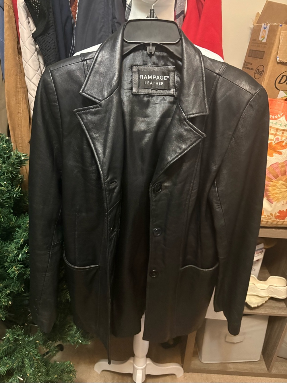 Rampage Black Leather Tailored Blazer